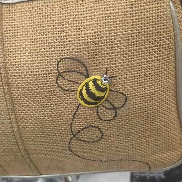 Coach LE Limited Bumble Bee Floral Y2K Mini Bag w Raffia Shoulder Purse - Picture 6 of 14